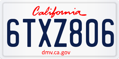 CA license plate 6TXZ806