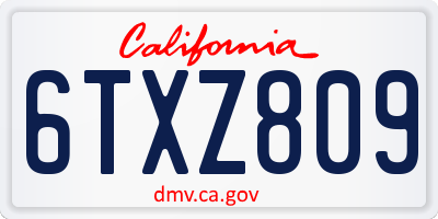 CA license plate 6TXZ809