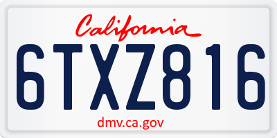 CA license plate 6TXZ816