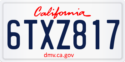 CA license plate 6TXZ817
