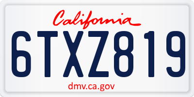 CA license plate 6TXZ819