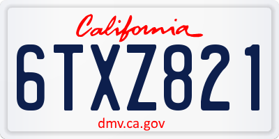 CA license plate 6TXZ821