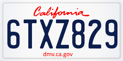 CA license plate 6TXZ829