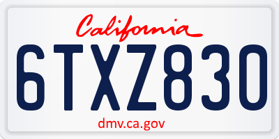 CA license plate 6TXZ830