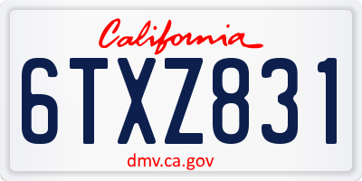 CA license plate 6TXZ831