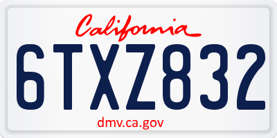 CA license plate 6TXZ832