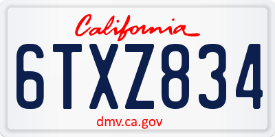 CA license plate 6TXZ834