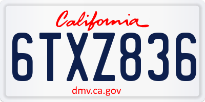 CA license plate 6TXZ836