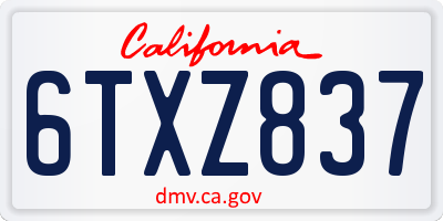 CA license plate 6TXZ837