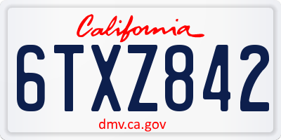 CA license plate 6TXZ842