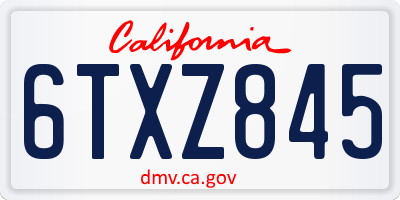 CA license plate 6TXZ845