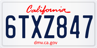CA license plate 6TXZ847