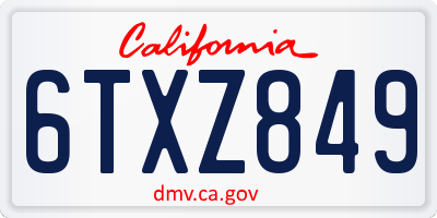 CA license plate 6TXZ849