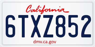 CA license plate 6TXZ852