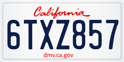 CA license plate 6TXZ857