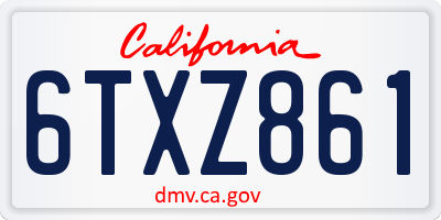 CA license plate 6TXZ861