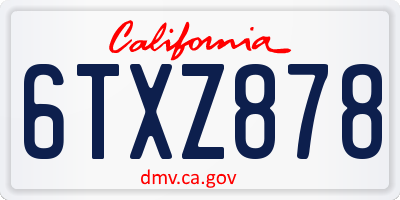 CA license plate 6TXZ878