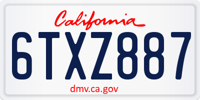 CA license plate 6TXZ887