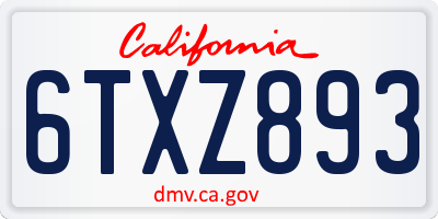 CA license plate 6TXZ893