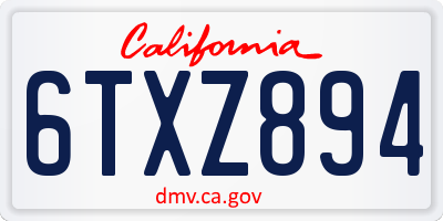 CA license plate 6TXZ894