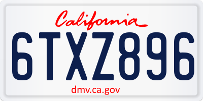 CA license plate 6TXZ896