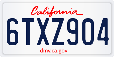 CA license plate 6TXZ904