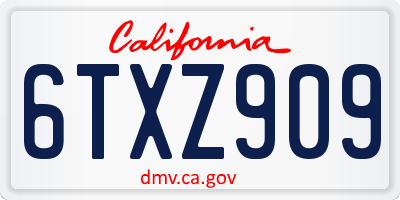 CA license plate 6TXZ909