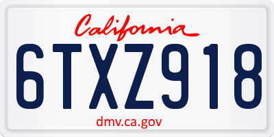 CA license plate 6TXZ918