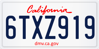 CA license plate 6TXZ919