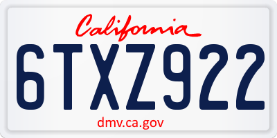 CA license plate 6TXZ922