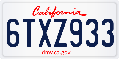 CA license plate 6TXZ933