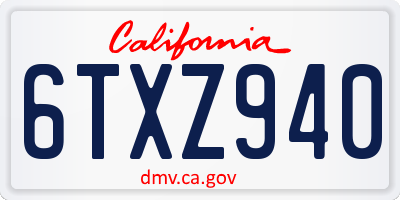 CA license plate 6TXZ940