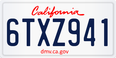 CA license plate 6TXZ941