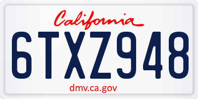 CA license plate 6TXZ948