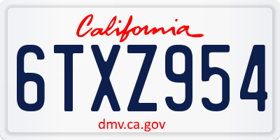 CA license plate 6TXZ954