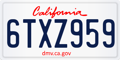 CA license plate 6TXZ959