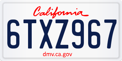 CA license plate 6TXZ967