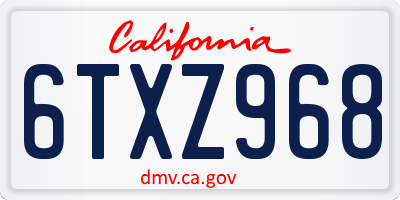 CA license plate 6TXZ968