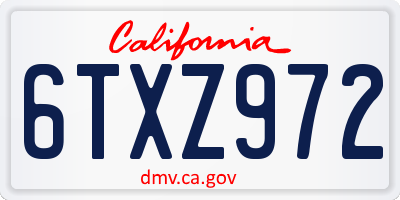 CA license plate 6TXZ972