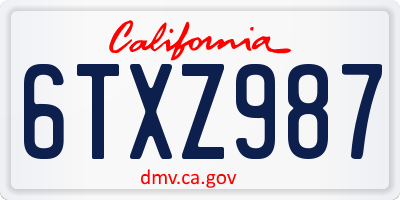 CA license plate 6TXZ987