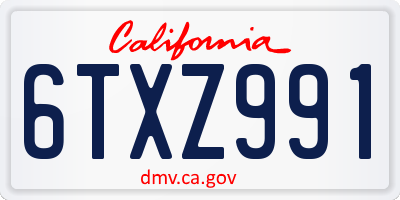 CA license plate 6TXZ991
