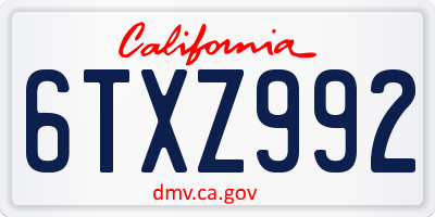 CA license plate 6TXZ992
