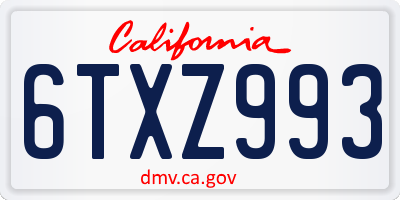 CA license plate 6TXZ993