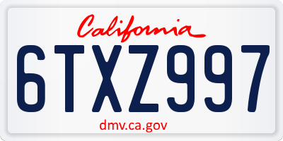 CA license plate 6TXZ997