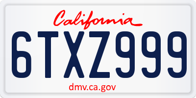 CA license plate 6TXZ999