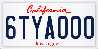 CA license plate 6TYA000