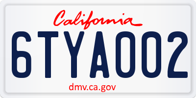 CA license plate 6TYA002