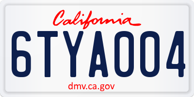 CA license plate 6TYA004