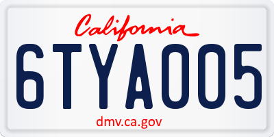 CA license plate 6TYA005