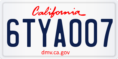 CA license plate 6TYA007